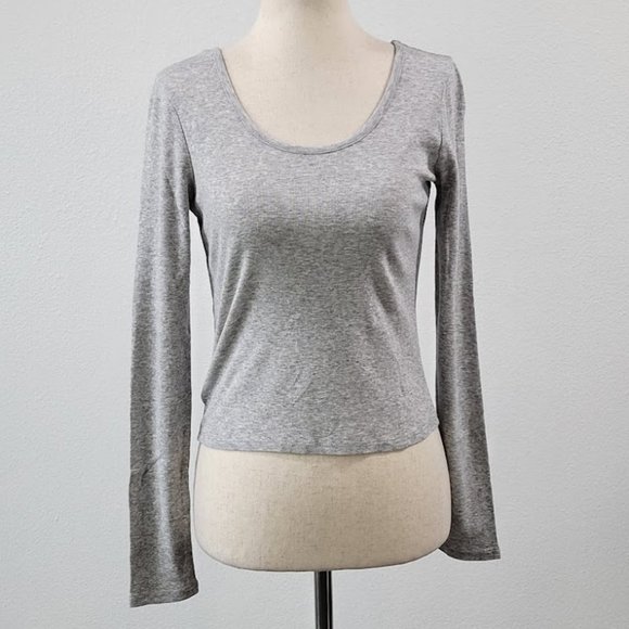 CHASER baby rib crop top gray Sz S NEW - Picture 1 of 6